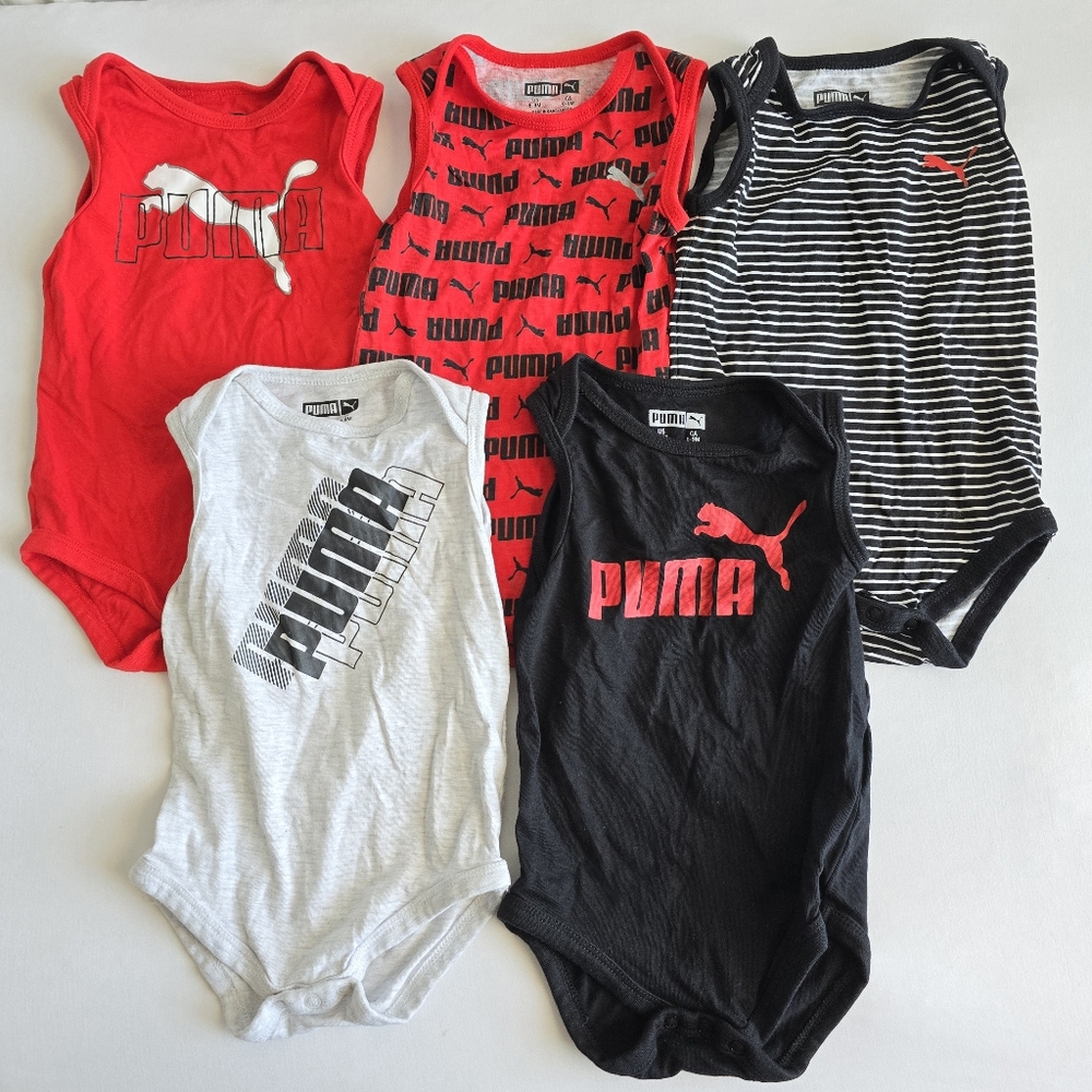 Puma Baby Sleeveless Bodysuit Set Bundle Of 5 Size 6-9M